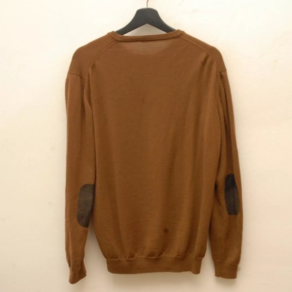 Connolly England Mustard Brown crewneck 100% Merino Wool Sweater 54 Size Large L - Picture 2 of 12